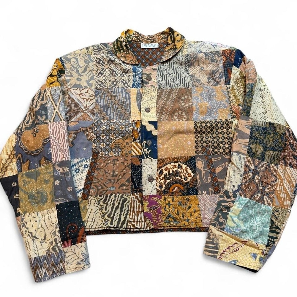 Vintage we-be-bop patchwork boho quilt crop jacket size medium